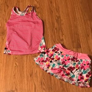 Gymboree Girls 2 piece floral/stripe tennis set